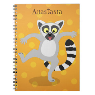 Caderno Espiral Ilustração de desenho animado de lêmur de cauda de