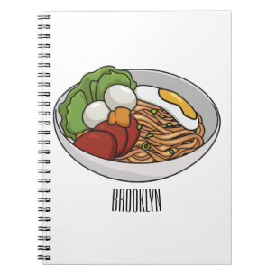 Caderno Espiral Ilustração de desenho animado de macarrão