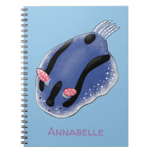 Caderno Espiral Ilustração de desenho animado de nudibranch azul