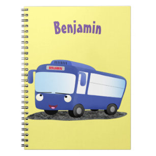 Caderno Espiral Ilustração de desenho animado de ônibus moderno az