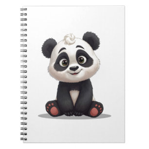 Caderno Espiral Ilustração de Desenho Animado de Panda Sentado