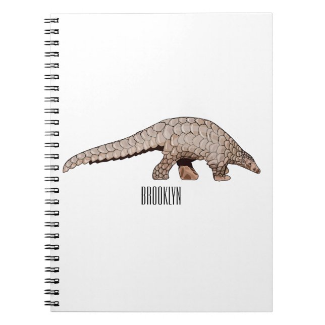 Caderno Espiral Ilustração de desenho animado de Pangolin (Frente)