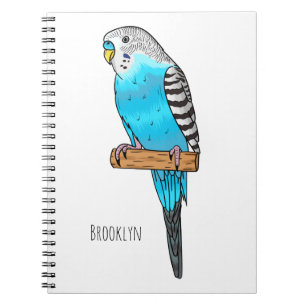 Caderno Espiral Ilustração de desenho animado de pássaros azul