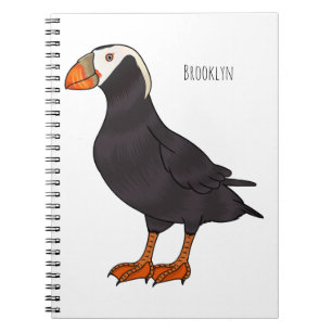 Caderno Espiral Ilustração de desenho animado de pássaros puffin t
