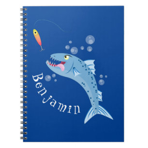 Caderno Espiral Ilustração de desenho animado de pesca com fome