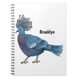 Caderno Espiral Ilustração de desenho animado de pombo-pombo-coroa