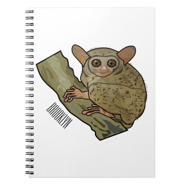 Caderno Espiral Ilustração de desenho animado de Tarsier (Frente)