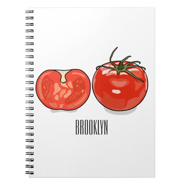 Caderno Espiral Ilustração de desenho animado de tomate (Frente)