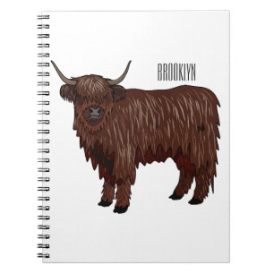 Caderno Espiral Ilustração de desenho animado de vaca das Terras A