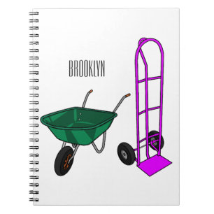 Caderno Espiral Ilustração de desenho animado do carrinho de rodas