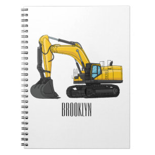 Caderno Espiral Ilustração de desenho animado do crawler escavator