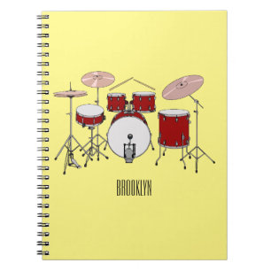Caderno Espiral Ilustração de desenho animado do kit de tambor