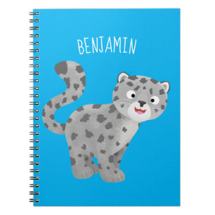 Caderno Espiral Ilustração de desenho animado do leopardo da nev