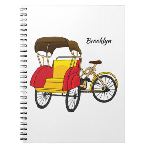 Caderno Espiral Ilustração de desenho animado do rickshaw Pedicab