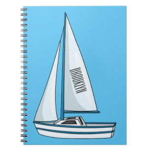 Caderno Espiral Ilustração de desenho animado em veleiro