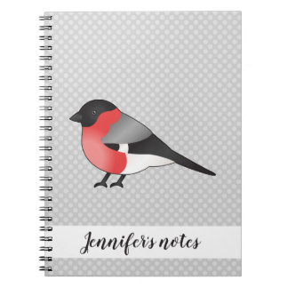Caderno Espiral Ilustração de desenho animado fofo do pintassilgo