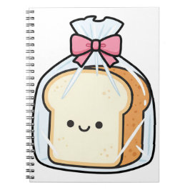 Caderno Espiral Ilustração de desenho animado Kawaii fofa de pão f