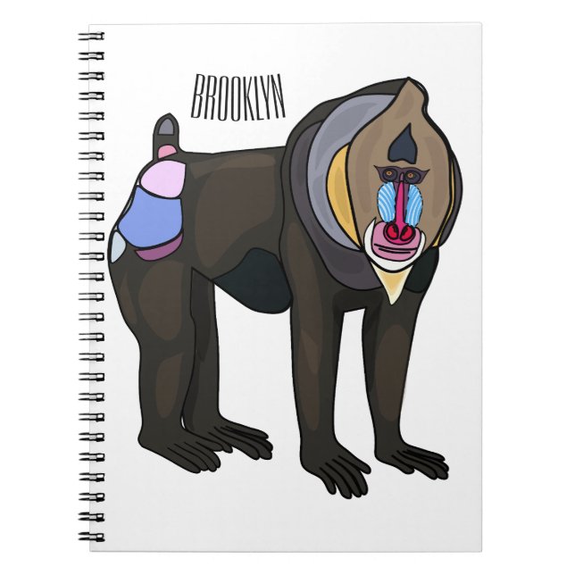 Caderno Espiral Ilustração de desenho animado Mandrill (Frente)