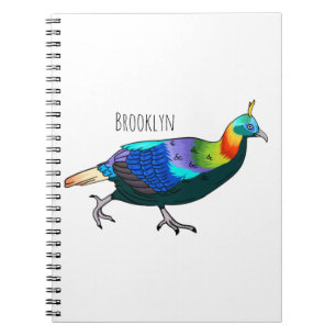 Caderno Espiral Ilustração de desenho animado monal de aves do Him