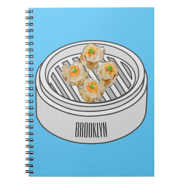Caderno Espiral Ilustração de desenho animado Shumai dim sum (Frente)