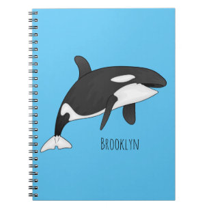 Caderno Espiral Ilustração de desenho da baleia assassina