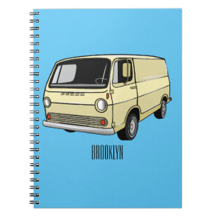 Caderno Espiral Ilustração de desenho da van clássica