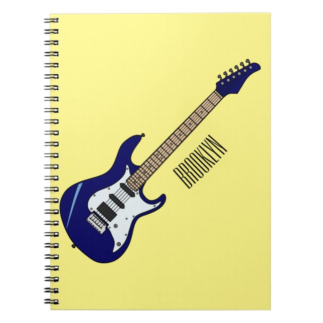 Caderno Espiral Ilustração de desenho de guitarra elétrica (Frente)