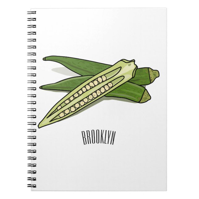 Caderno Espiral Ilustração de desenho de Okra (Frente)