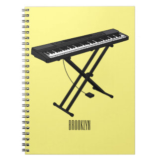 Caderno Espiral Ilustração de desenho de piano de teclado