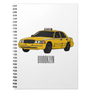 Caderno Espiral Ilustração de desenho de táxi