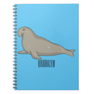 Caderno Espiral Ilustração de desenho do selo elefante