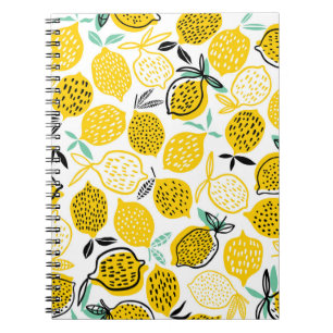 Caderno Espiral Ilustração de Design de Lemon Summer Vintage