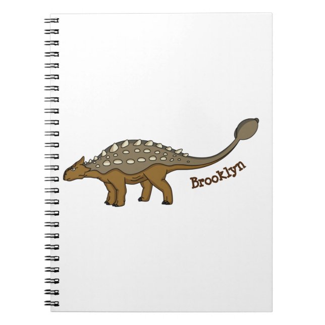 Caderno Espiral Ilustração de dinossauro blindado Ankylosaurus (Frente)