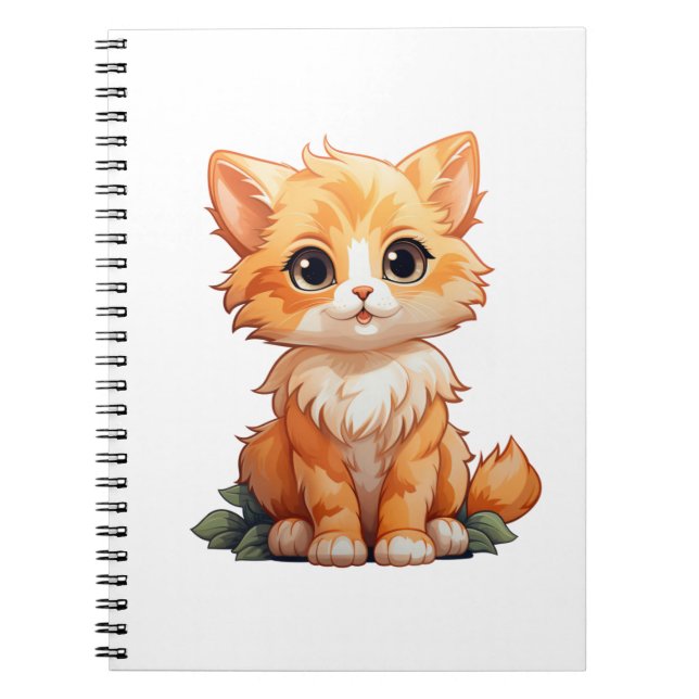Caderno Espiral Ilustração de gato animado (Frente)