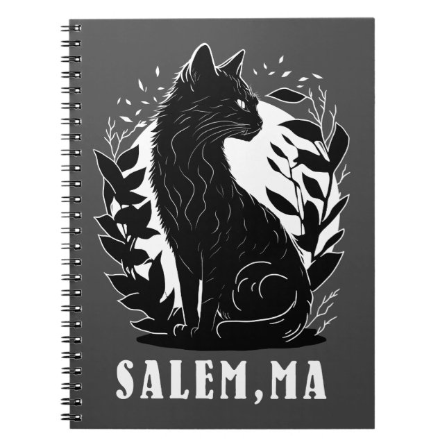 Caderno Espiral Ilustração de Gato Preto | Salem (Frente)