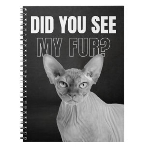 Caderno Espiral Ilustração de Humor de Gato Sphynx Sarcástico