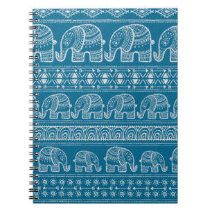 Caderno Espiral Ilustração de Moldura de Elefante Vintage