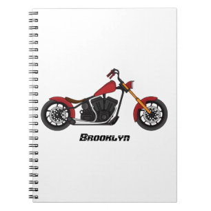 Caderno Espiral Ilustração de moto estilo Chopper