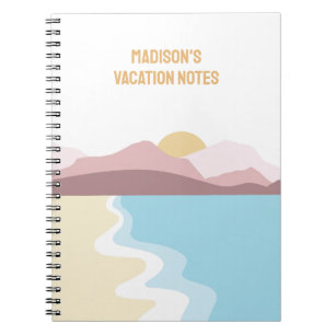 Caderno Espiral Ilustração de Natureza de Nome Personalizado