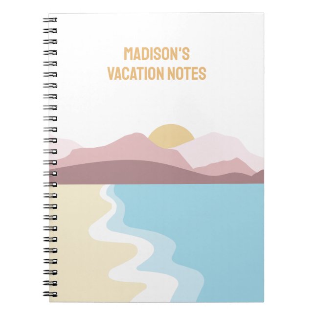 Caderno Espiral Ilustração de Natureza de Nome Personalizado (Frente)