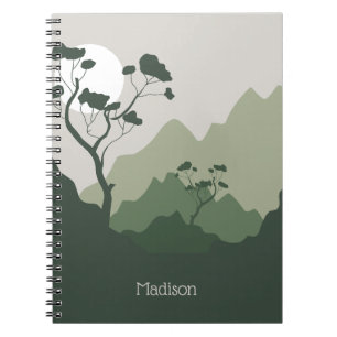 Caderno Espiral Ilustração de Natureza de Nome Personalizado