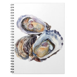 Caderno Espiral Ilustração de ostras de aquarela vibrante