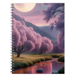 Caderno Espiral Ilustração de Paisagem de Sonho Fantasia à Luz da