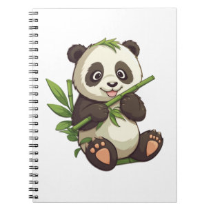 Caderno Espiral Ilustração de panda de desenho animado