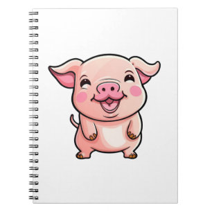 Caderno Espiral Ilustração de porco de desenho animado