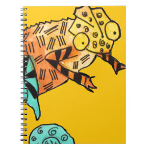Caderno Espiral Ilustração de rabisco de répteis do camaleão a