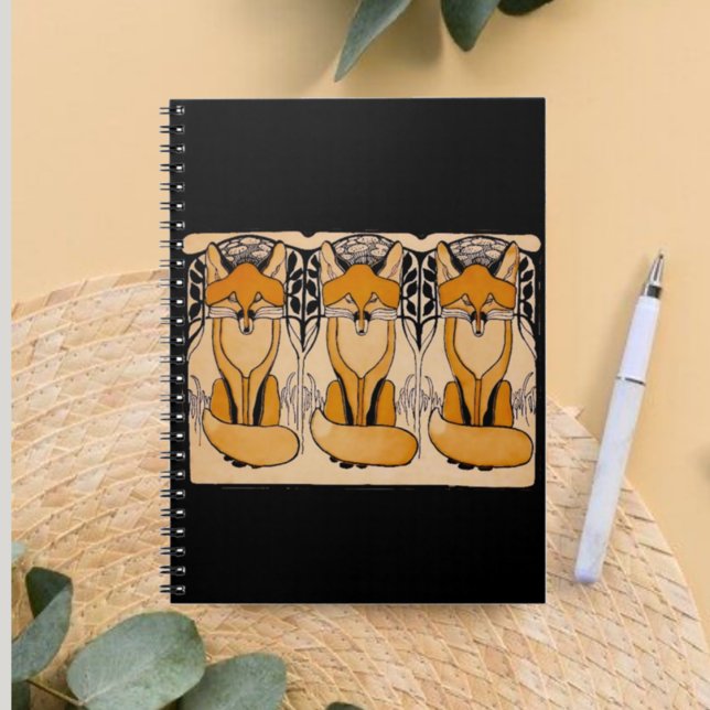 Caderno Espiral Ilustração de Raposas Art Nouveau | Vida Selvagem  (Criador carregado)