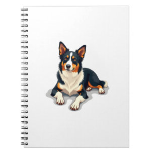 Caderno Espiral Ilustração de retrato de Border Collie tricolor vi