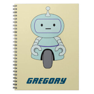 Caderno Espiral Ilustração de Robô Retroativo Personalizado