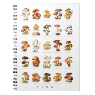 Caderno Espiral Ilustração de safra de cogumelos não comestíve